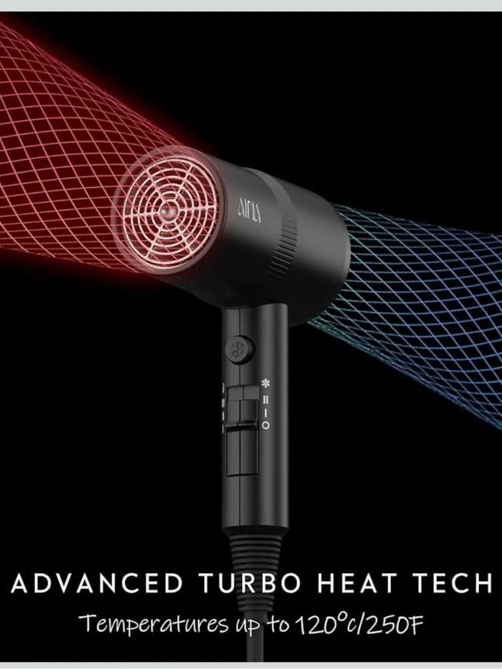 AINA COMPACT Diffuser Hair Dryer Full-Featured Blow Dryer 110V/1600W Black